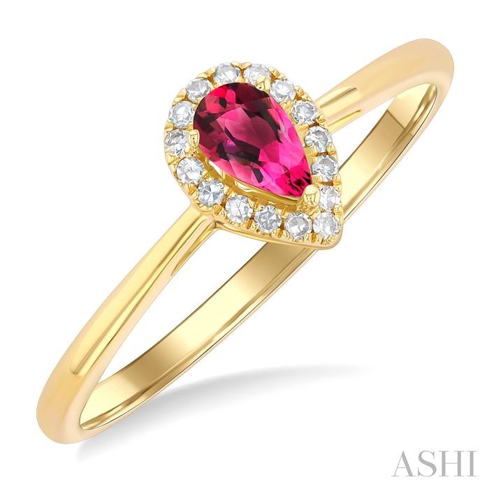 Pear Shape Gemstone & Halo Diamond Ring