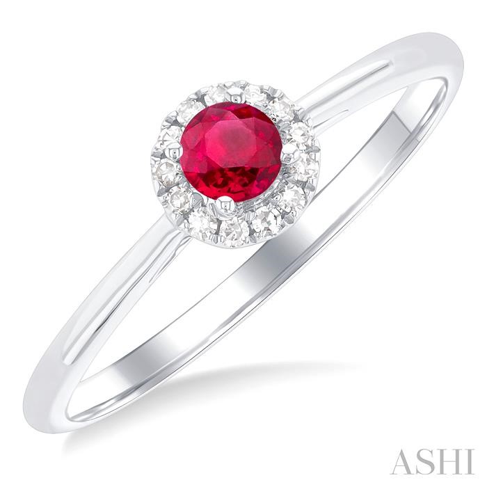 ROUND SHAPE GEMSTONE & HALO DIAMOND RING