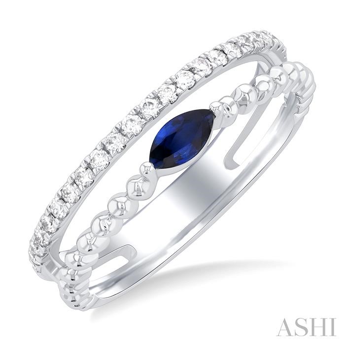 BEAD MARQUISE SHAPE EAST-WEST GEMSTONE & DIAMOND RING