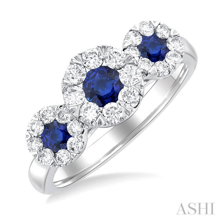 ROUND SHAPE PAST PRESENT & FUTURE LOVEBRIGHT GEMSTONE & DIAMOND RING