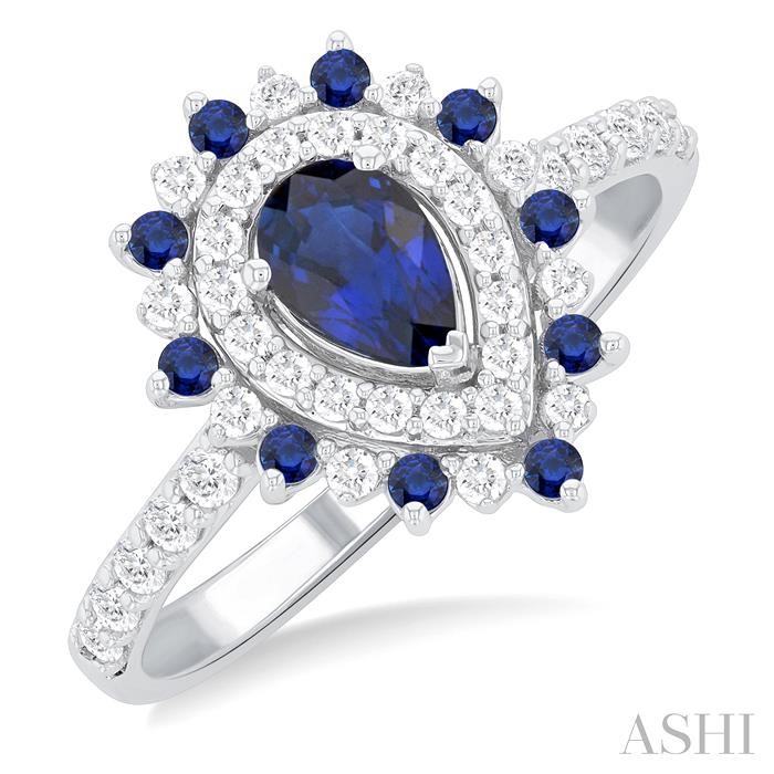 Pear Shape Gemstone & Halo Diamond Ring