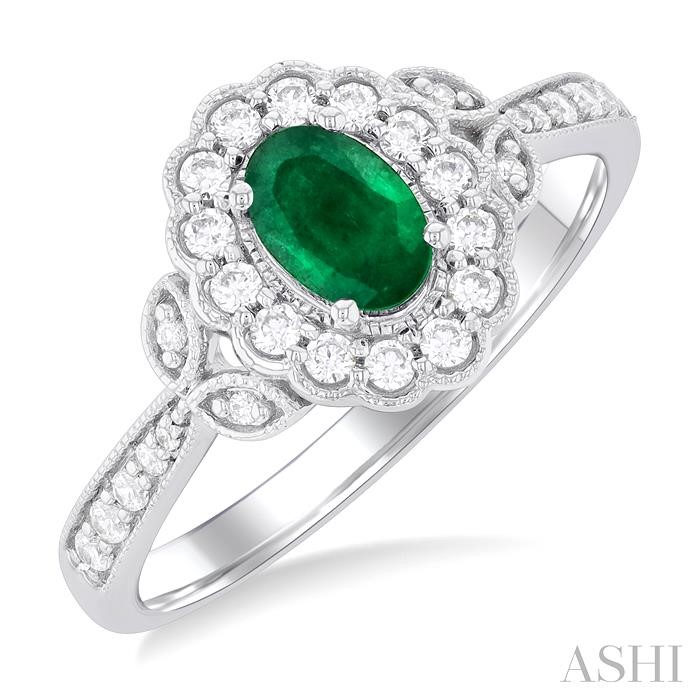 OVAL SHAPE HALO GEMSTONE & DIAMOND RING