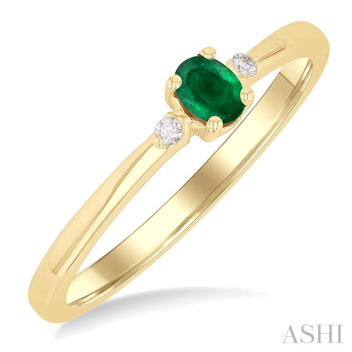 Oval Shape Gemstone & Petite Diamond Fashion Ring