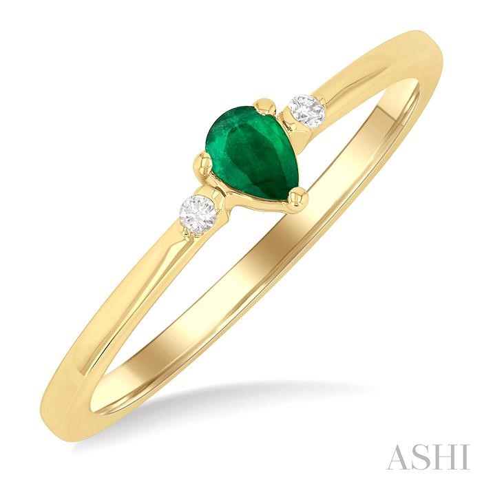 Pear Shape Gemstone & Petite Diamond Fashion Ring