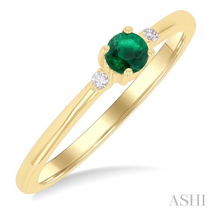 Round Shape Gemstone & Petite Diamond Fashion Ring