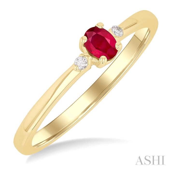 Oval Shape Gemstone & Petite Diamond Fashion Ring