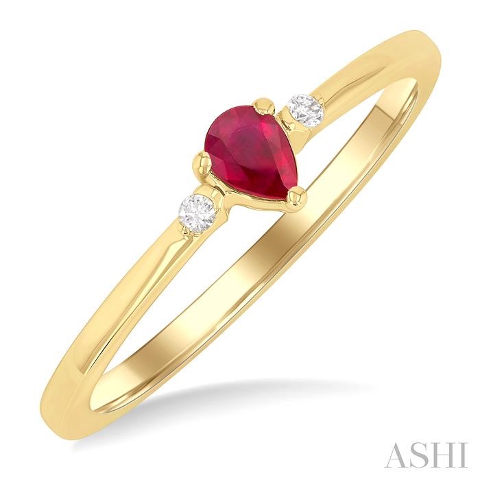 Pear Shape Gemstone & Petite Diamond Fashion Ring