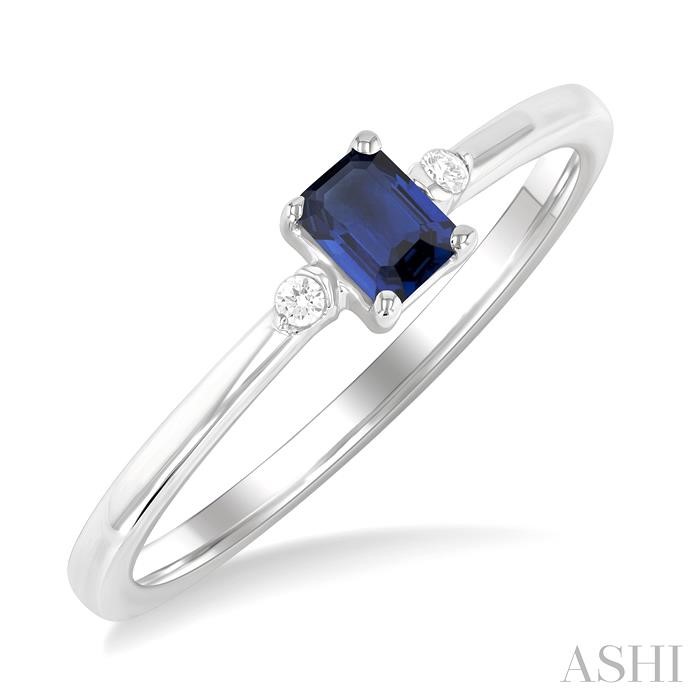 Emerald Shape Gemstone & Petite Diamond Fashion Ring