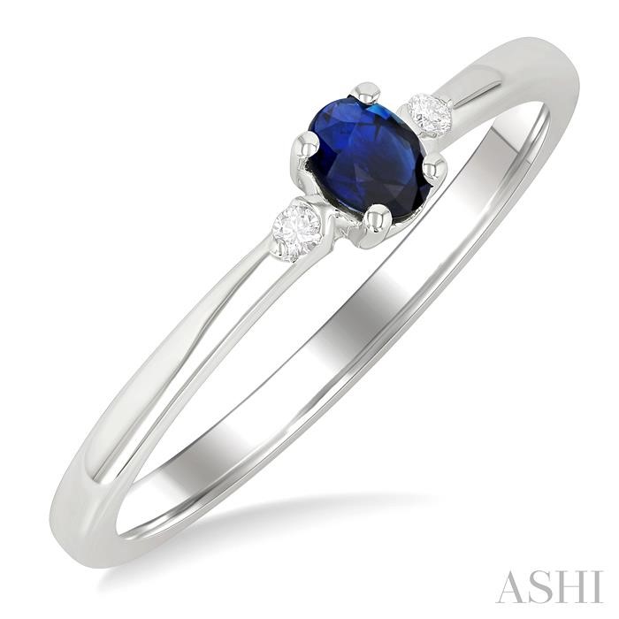 Oval Shape Gemstone & Petite Diamond Fashion Ring