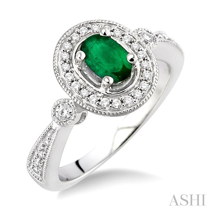 OVAL SHAPE GEMSTONE & HALO DIAMOND RING