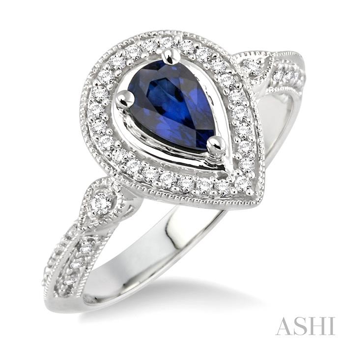 PEAR SHAPE GEMSTONE & HALO DIAMOND RING