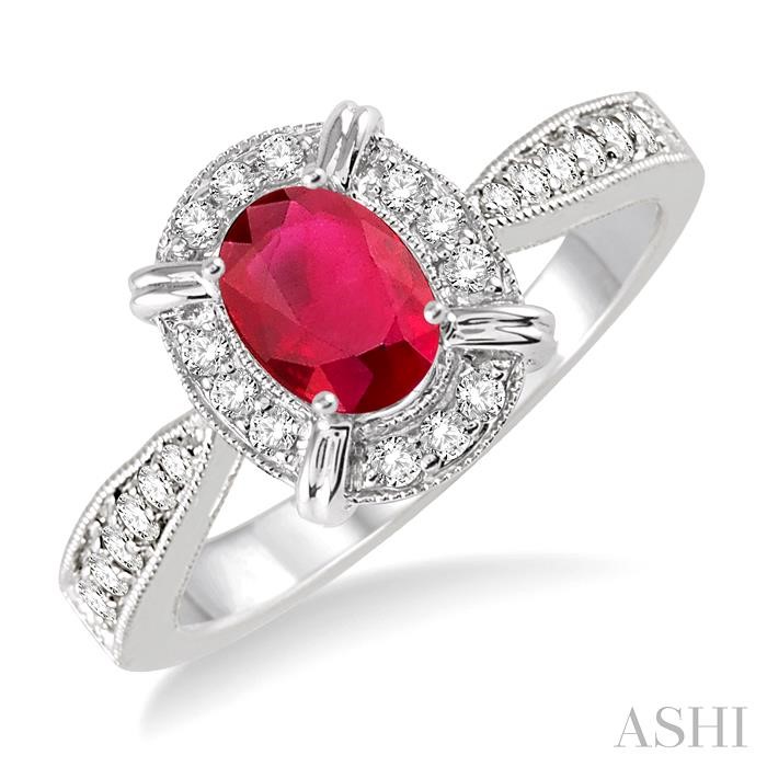 OVAL SHAPE GEMSTONE & DIAMOND RING