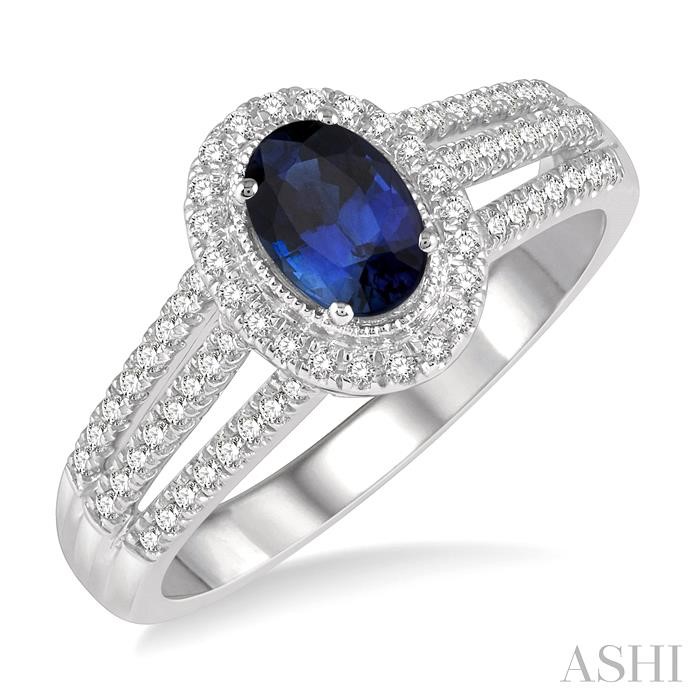 OVAL SHAPE GEMSTONE & HALO DIAMOND RING