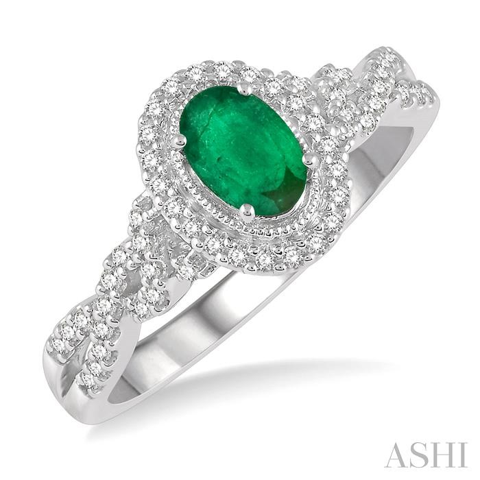 OVAL SHAPE GEMSTONE & HALO DIAMOND RING