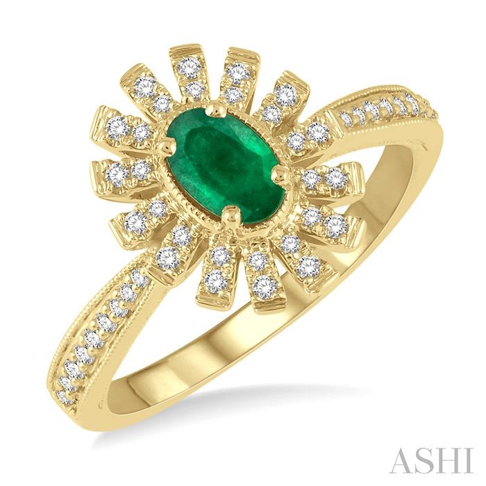 OVAL SHAPE GEMSTONE & DIAMOND RING