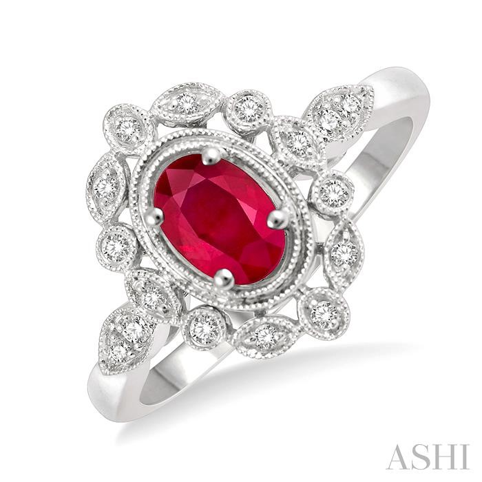 OVAL SHAPE GEMSTONE & DIAMOND RING