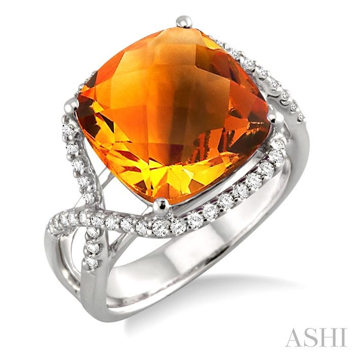 CUSHION SHAPE GEMSTONE & DIAMOND RING