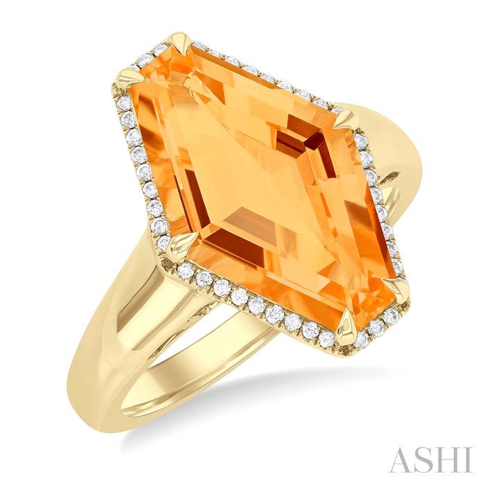 Hexagon Shape Gemstone & Halo Diamond Ring
