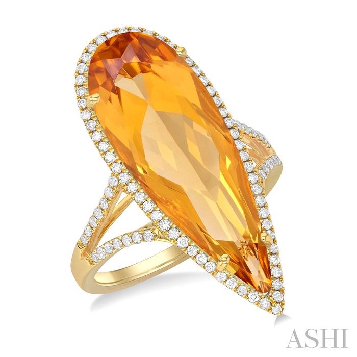 Pear Shape Gemstone & Halo Diamond Ring