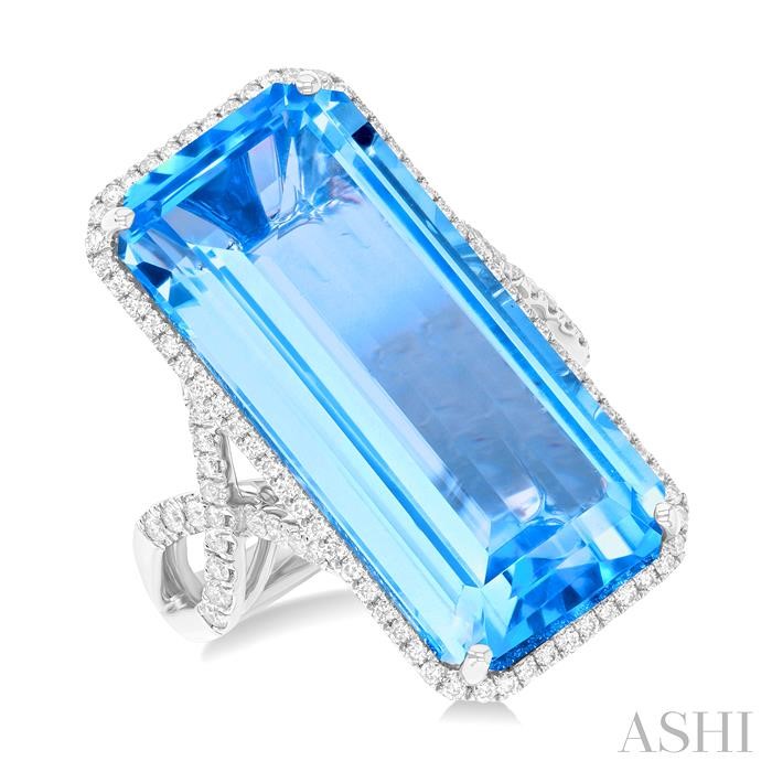 Emerald Shape Gemstone & Halo Diamond Ring