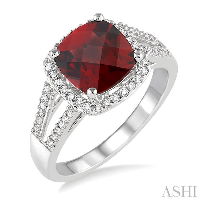 CUSHION SHAPE GEMSTONE & HALO DIAMOND RING