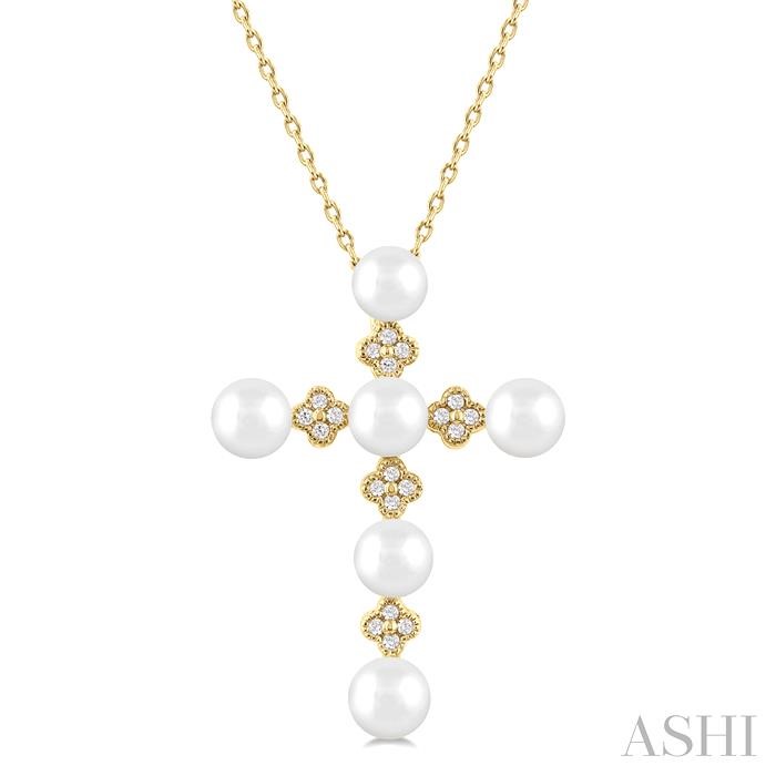 Cross Pearl & Diamond Fashion Pendant