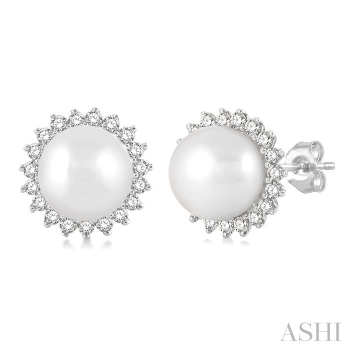 PEARL & PETITE HALO DIAMOND FASHION EARRINGS