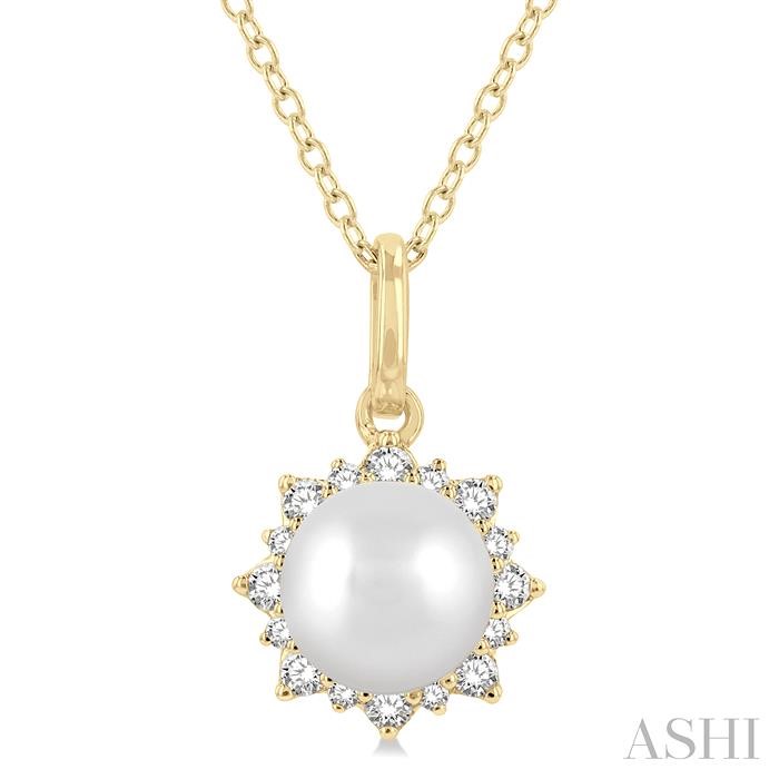 PEARL & PETITE HALO DIAMOND FASHION PENDANT