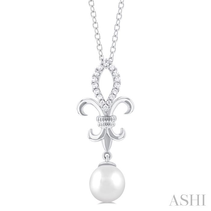 FLEUR DE LIS PEARL & DIAMOND PENDANT