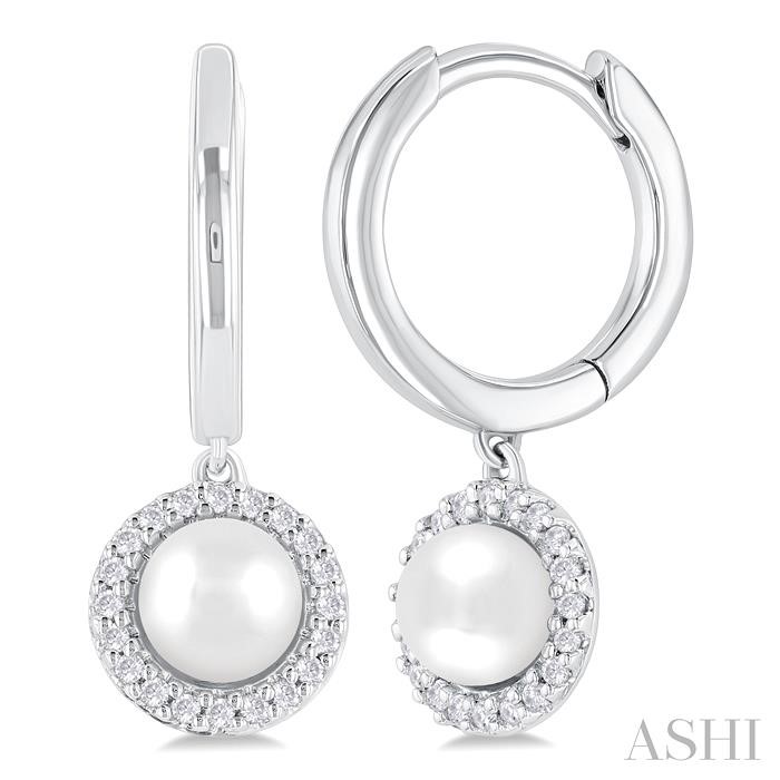 Pearl & Petite Diamond Huggie Fashion Earrings