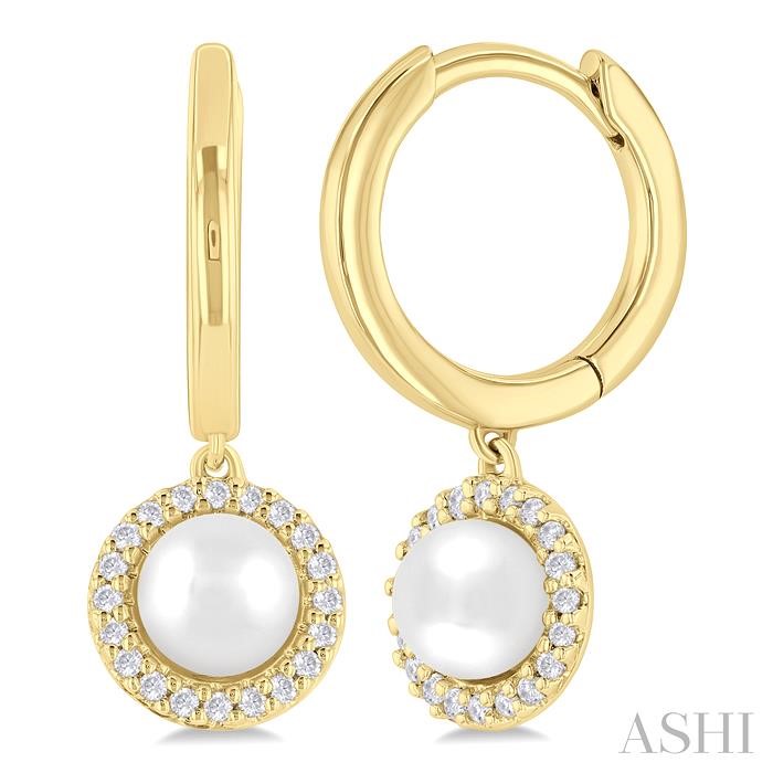 Pearl & Petite Diamond Huggie Fashion Earrings