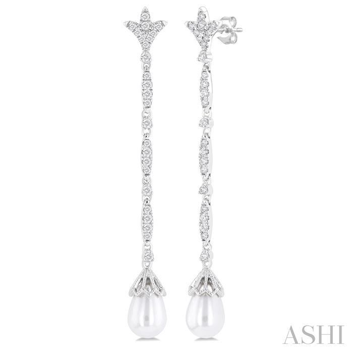 Pearl & Diamond Long Earrings