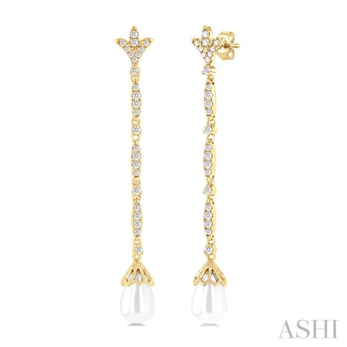 Pearl & Diamond Long Earrings