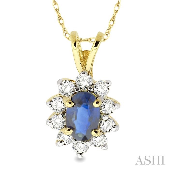 OVAL SHAPE GEMSTONE & HALO DIAMOND PENDANT