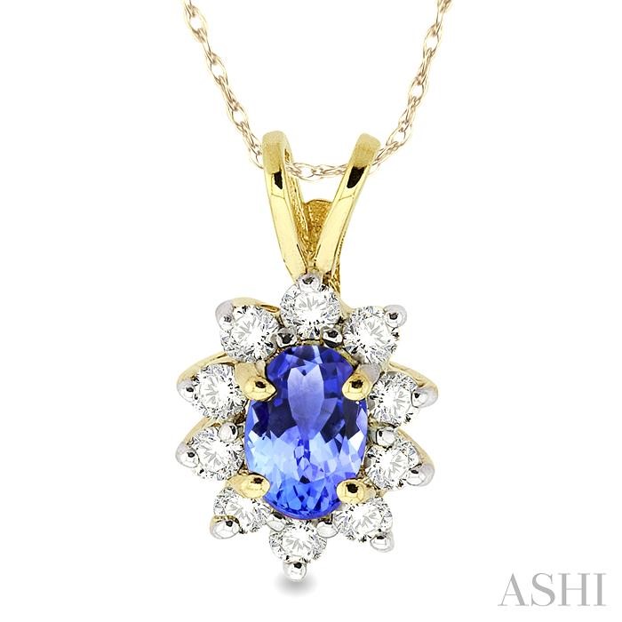 OVAL SHAPE GEMSTONE & HALO DIAMOND PENDANT