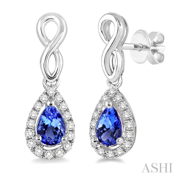 Pear Shape Gemstone & Halo Diamond Earrings