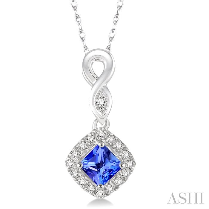 Cushion Shape Gemstone & Halo Diamond Pendant