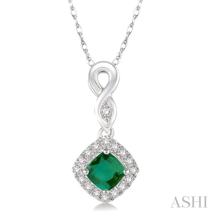 GEMSTONE & HALO DIAMOND PENDANT