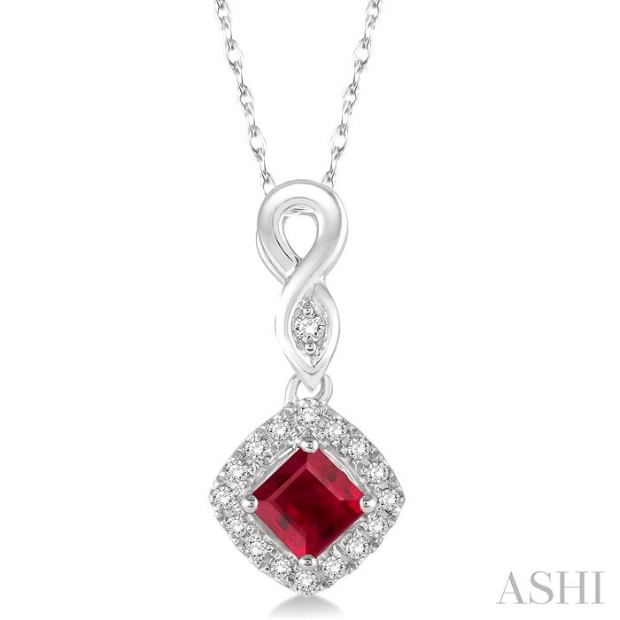 Cushion Shape Gemstone & Halo Diamond Pendant