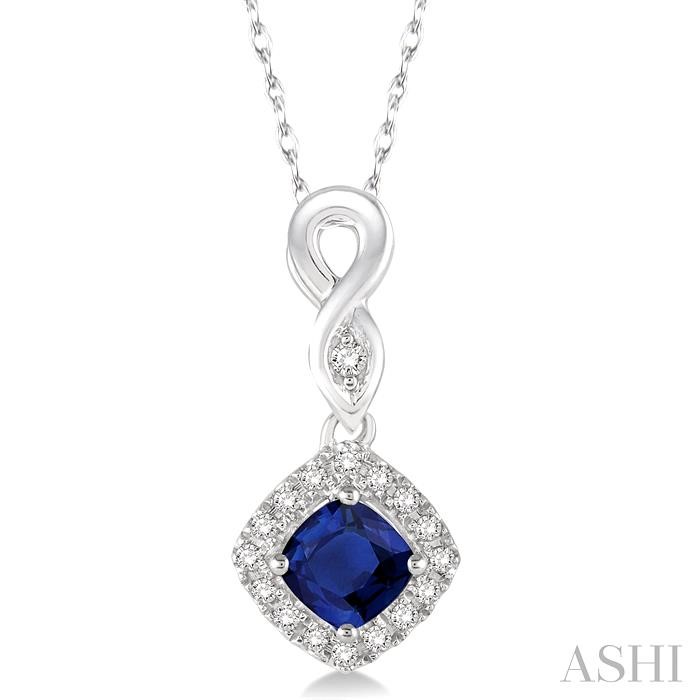 GEMSTONE & HALO DIAMOND PENDANT