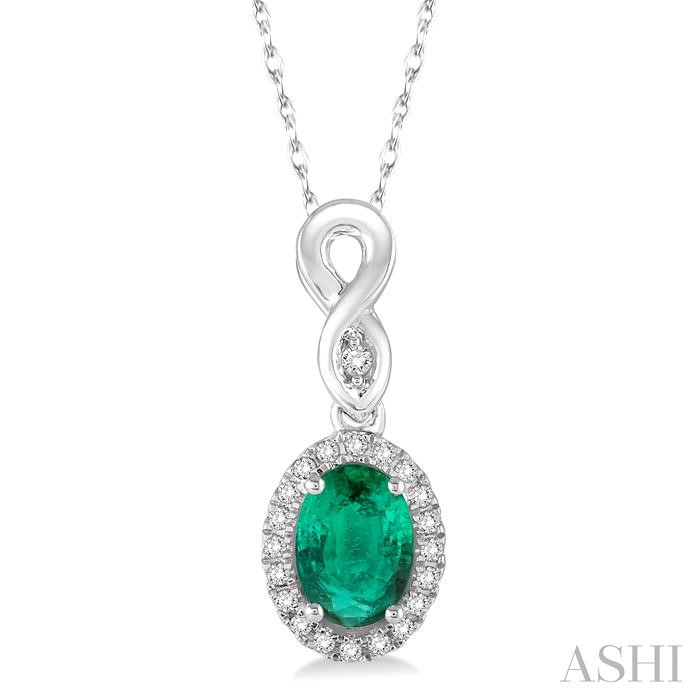 Oval Shape Gemstone & Halo Diamond Pendant