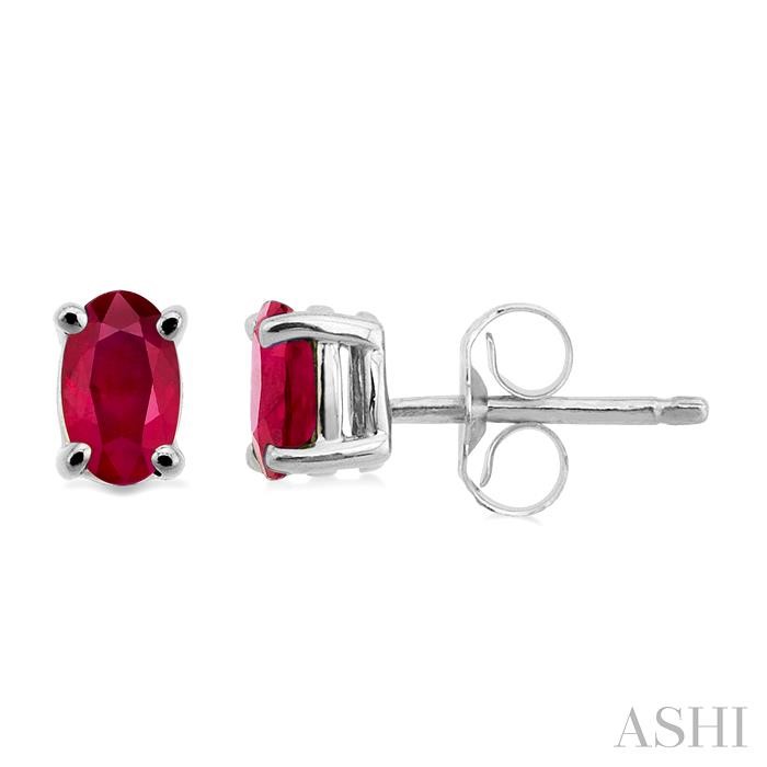 Oval Shape Gemstone Stud Earrings