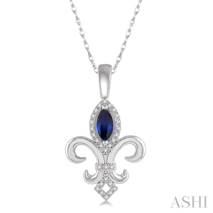 FLEUR DE LIS GEMSTONE & HALO DIAMOND PENDANT