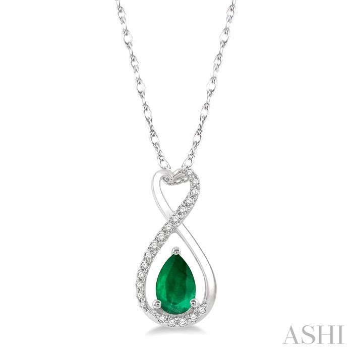 PEAR SHAPE GEMSTONE & DIAMOND PENDANT