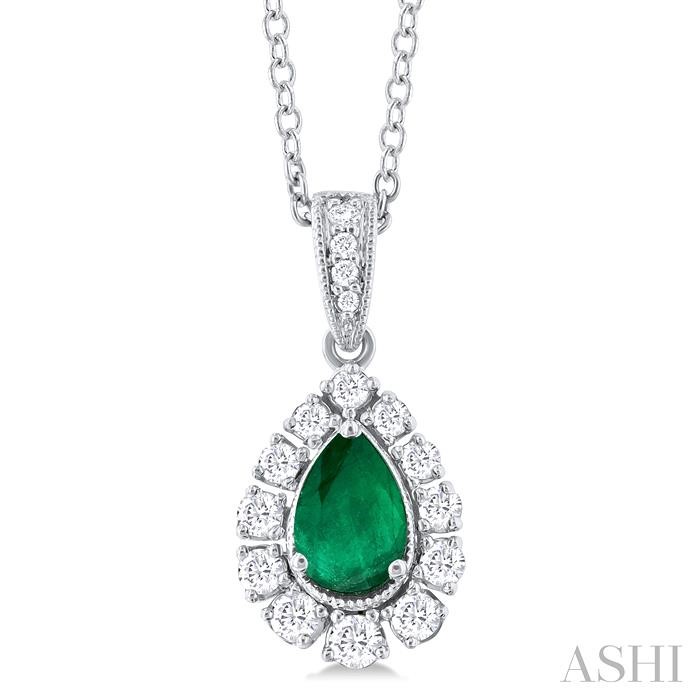 PEAR SHAPE GEMSTONE & HALO DIAMOND PENDANT