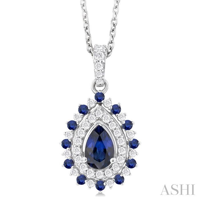 PEAR SHAPE GEMSTONE & HALO DIAMOND PENDANT