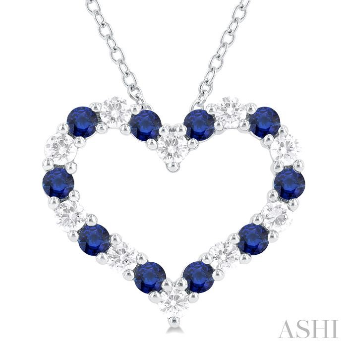 HEART SHAPE ALTERNATE GEMSTONE & DIAMOND FASHION PENDANT