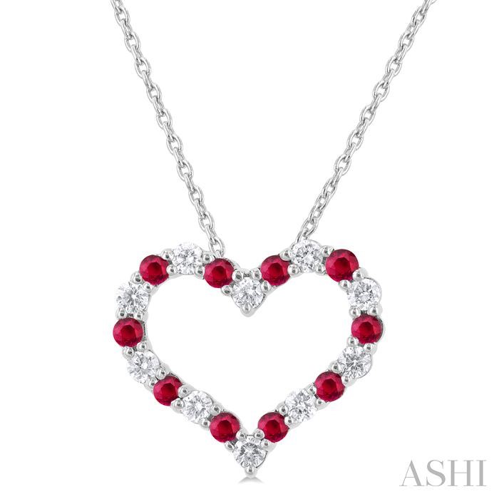 HEART SHAPE ALTERNATE GEMSTONE & DIAMOND FASHION PENDANT