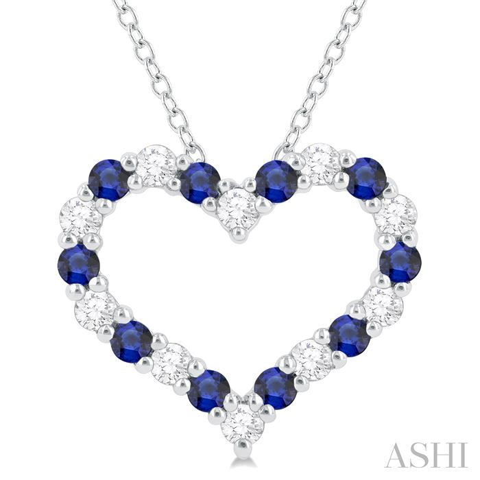 HEART SHAPE ALTERNATE GEMSTONE & DIAMOND FASHION PENDANT