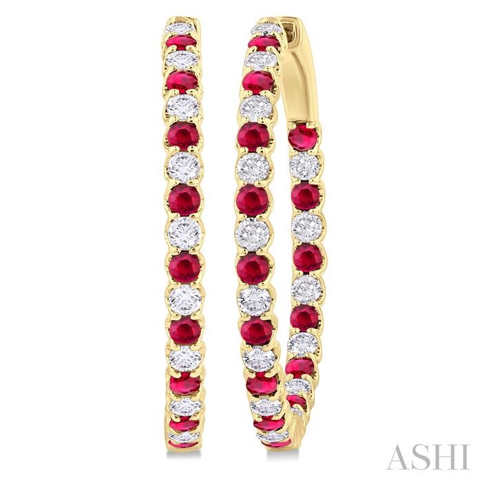 Inside-Out Alternate Gemstone & Diamond Hoop Earrings